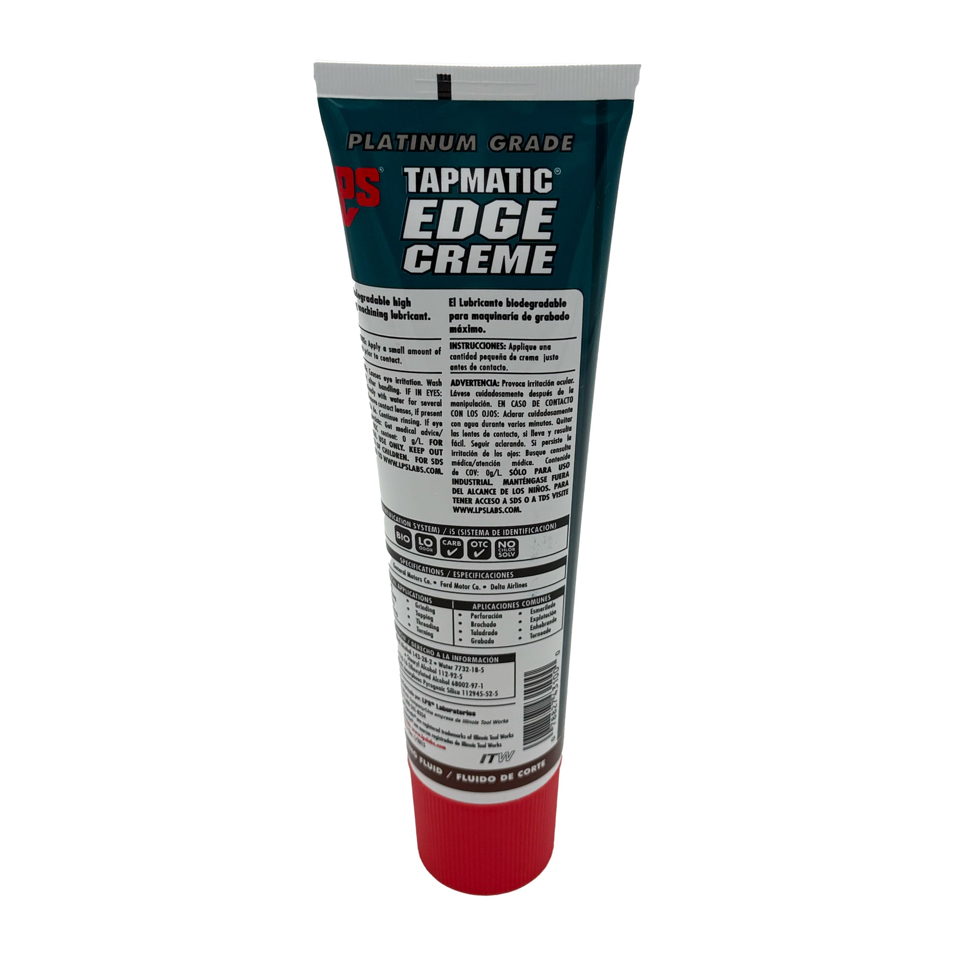 LPS® Tapmatic® Edge Crème™ – Biodegradable Cutting Lubricant (10oz Tube), Back
