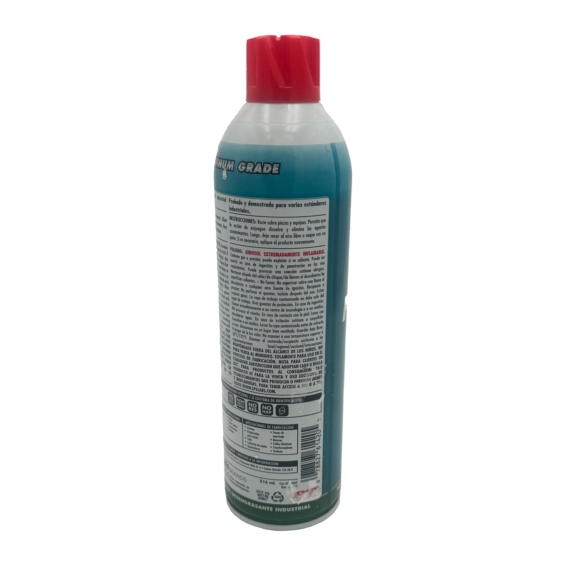 Aerosol can with a red cap on a white background