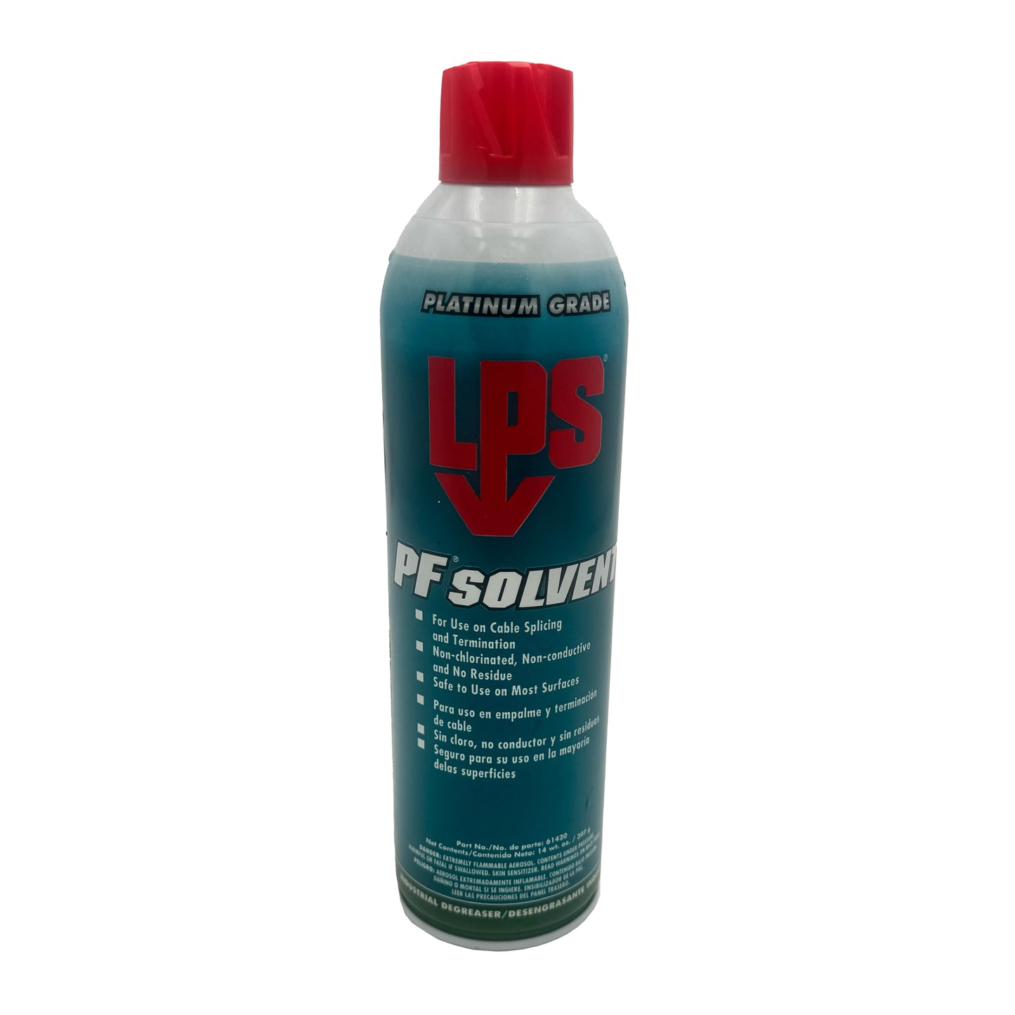 LPS PF Solvent canister with red cap on a white background