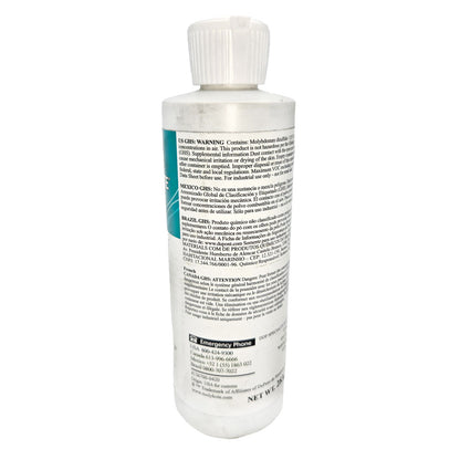 MOLYKOTE® Z Powder 10 oz bottle back view with product details - solid lubricant for high-stress environments