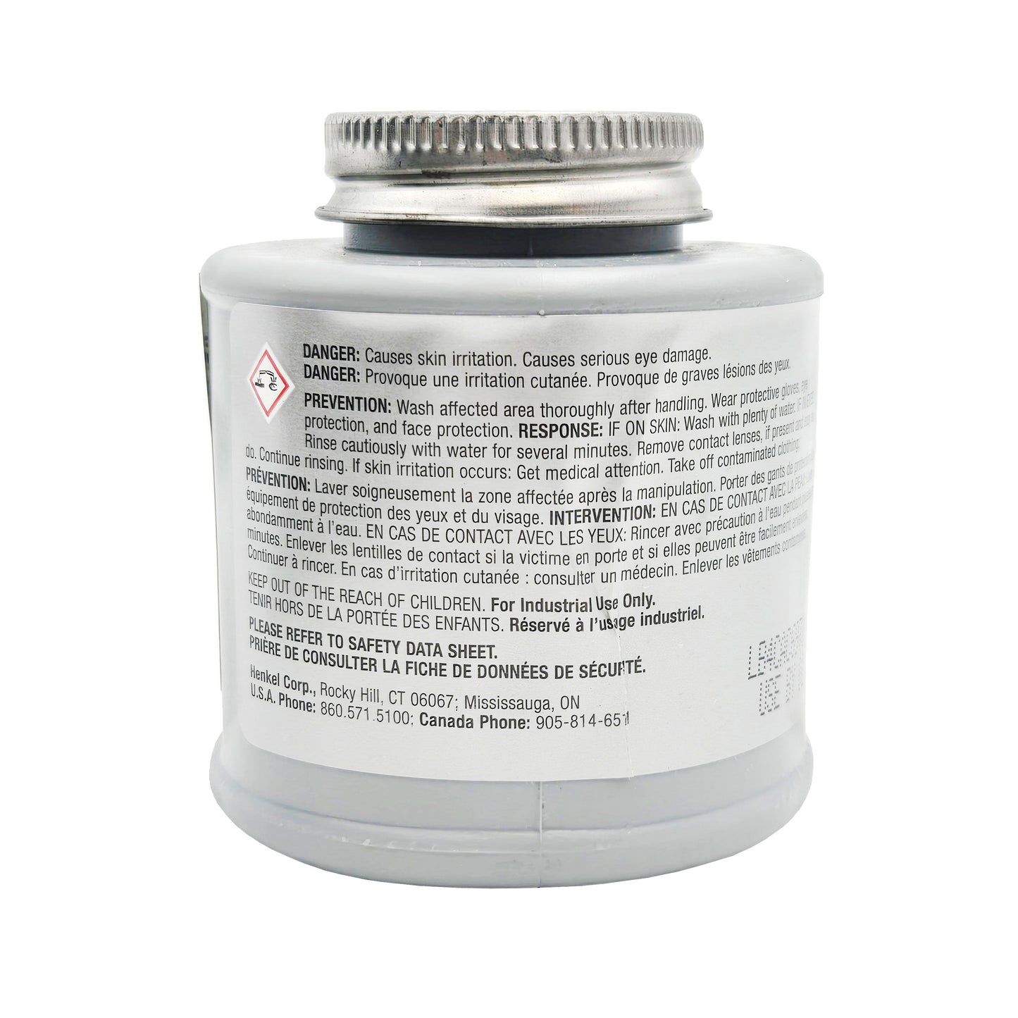 Loctite LB 8150 Silver Grade Anti-Seize side label with DANGER warning and hazard pictograms for skin and eye irritation.