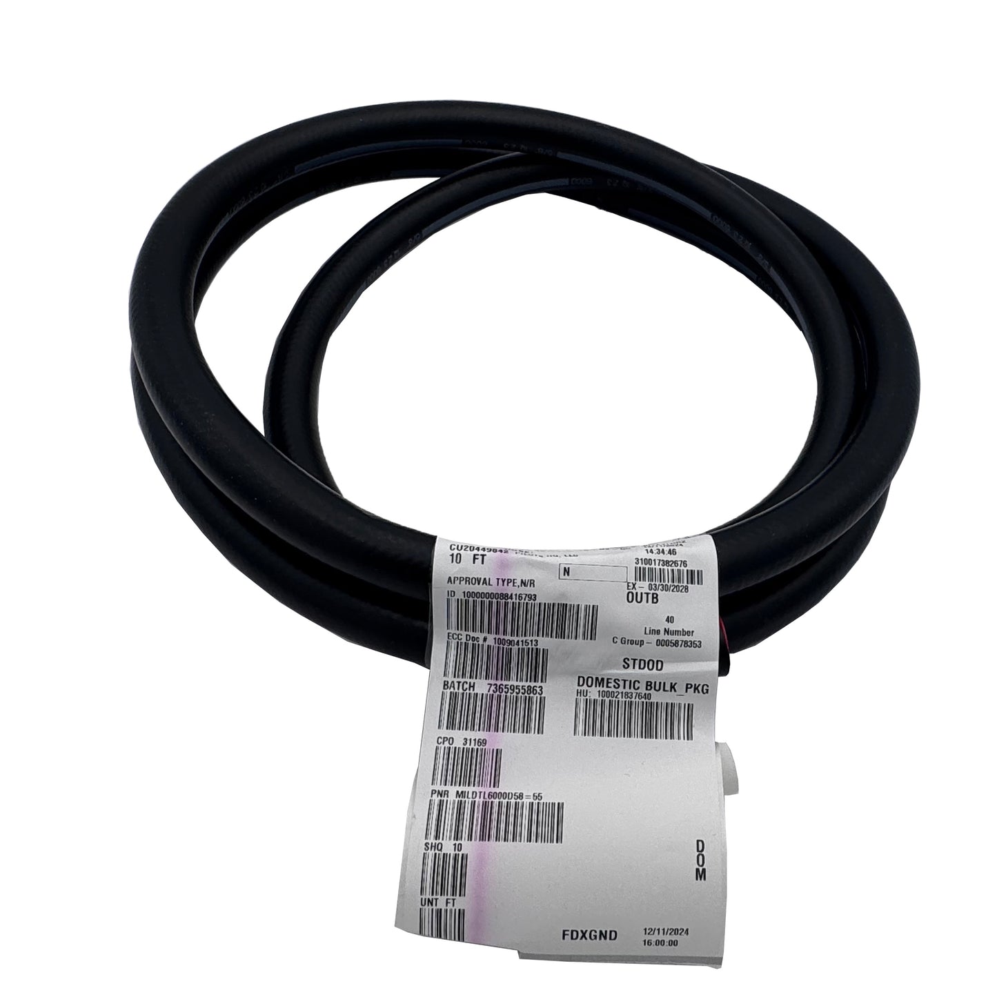 Aeroduct 5/8” Aircraft Fuel, Oil, Water, Alcohol Rubber Hose – MIL-DTL-6000D581 10ft section