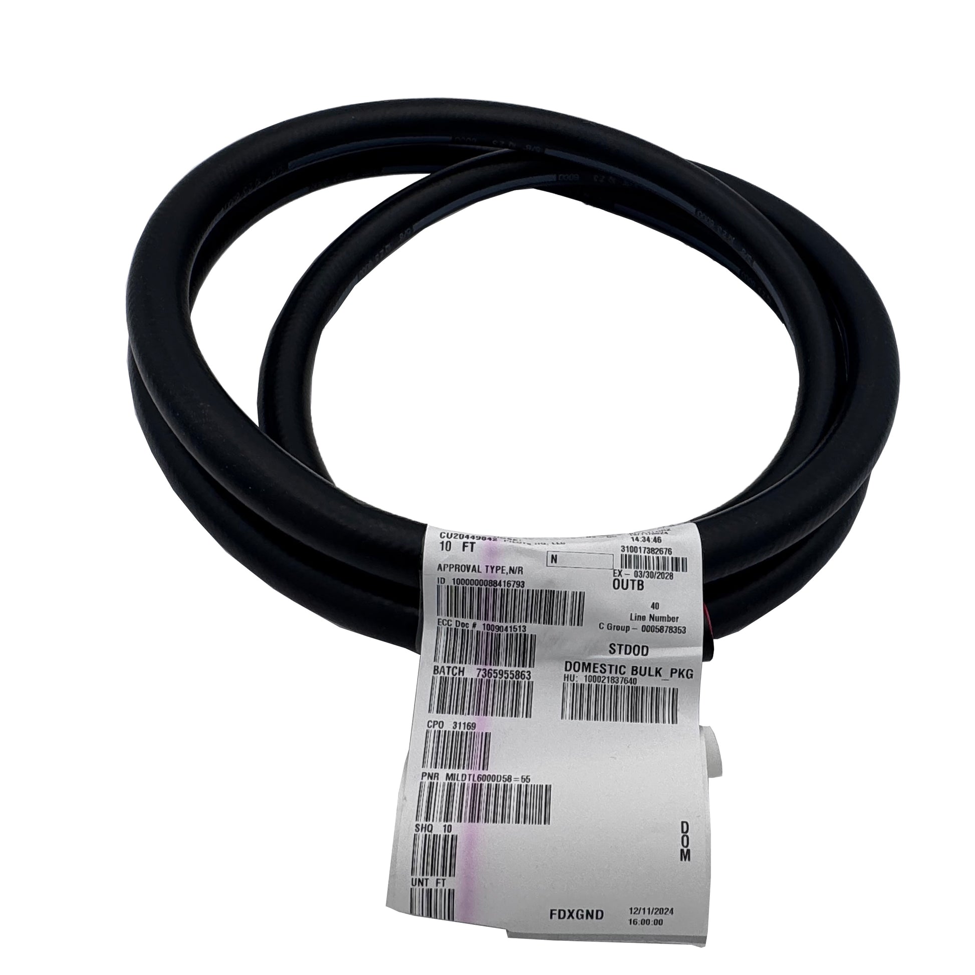 Aeroduct 5/8” Aircraft Fuel, Oil, Water, Alcohol Rubber Hose – MIL-DTL-6000D581 10ft section