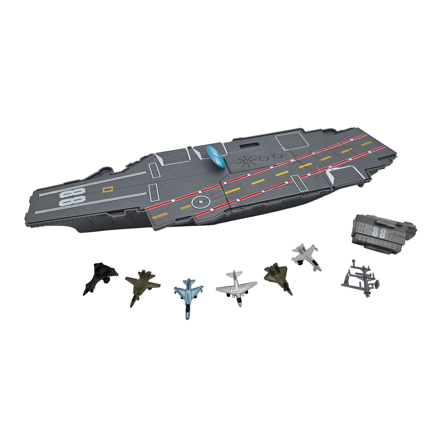 WowToyz Deluxe Aircraft Carrier Playset – Aircraft Carrier with Miniature Planes Displayed
