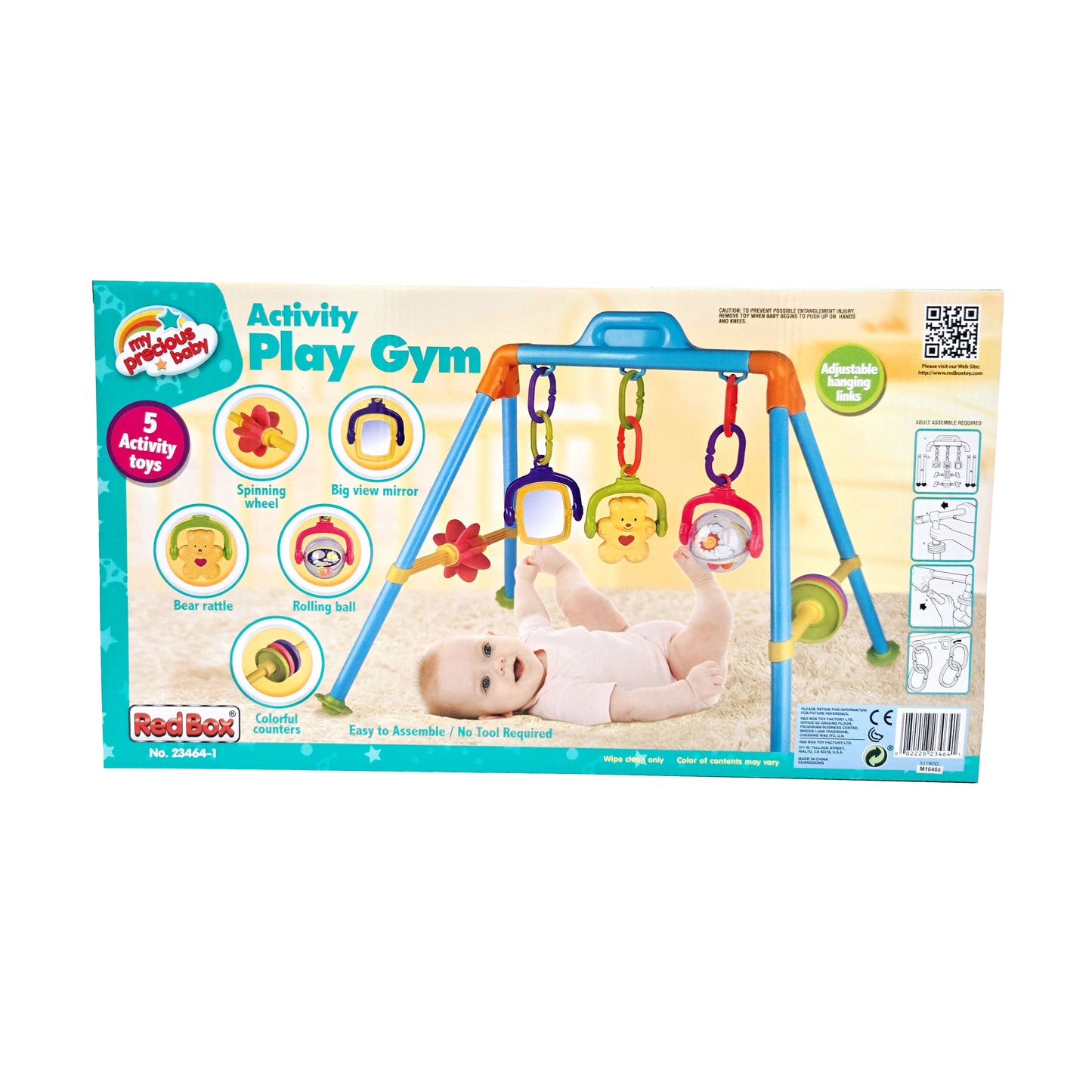WowToyz Activity Play Gym – Back View Showing Features and Assembly Instructions
