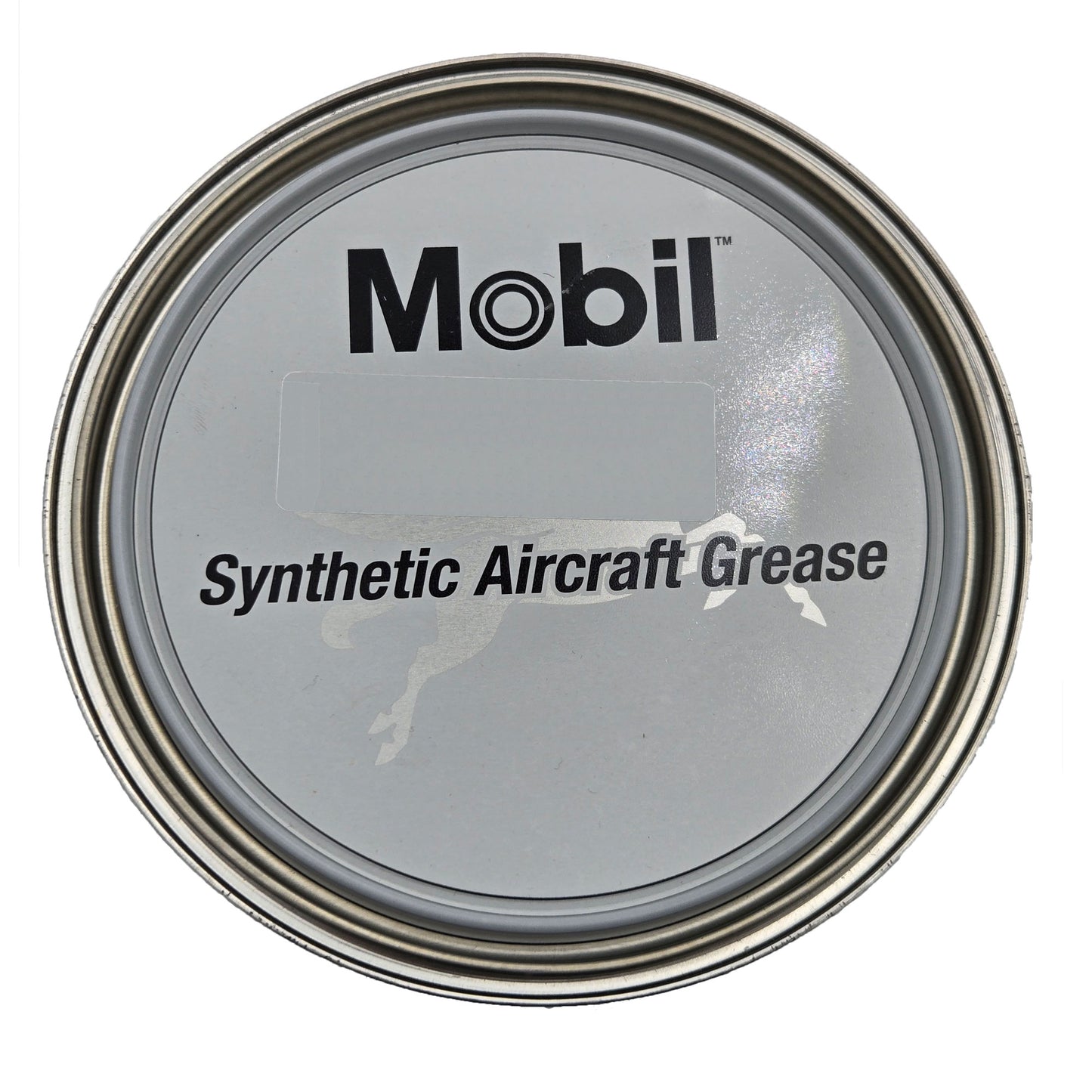 Mobil Mobilgrease 28 Aviation Grease 4.4 lb can lid view - MIL-PRF-81322, synthetic grease for aircraft lubrication