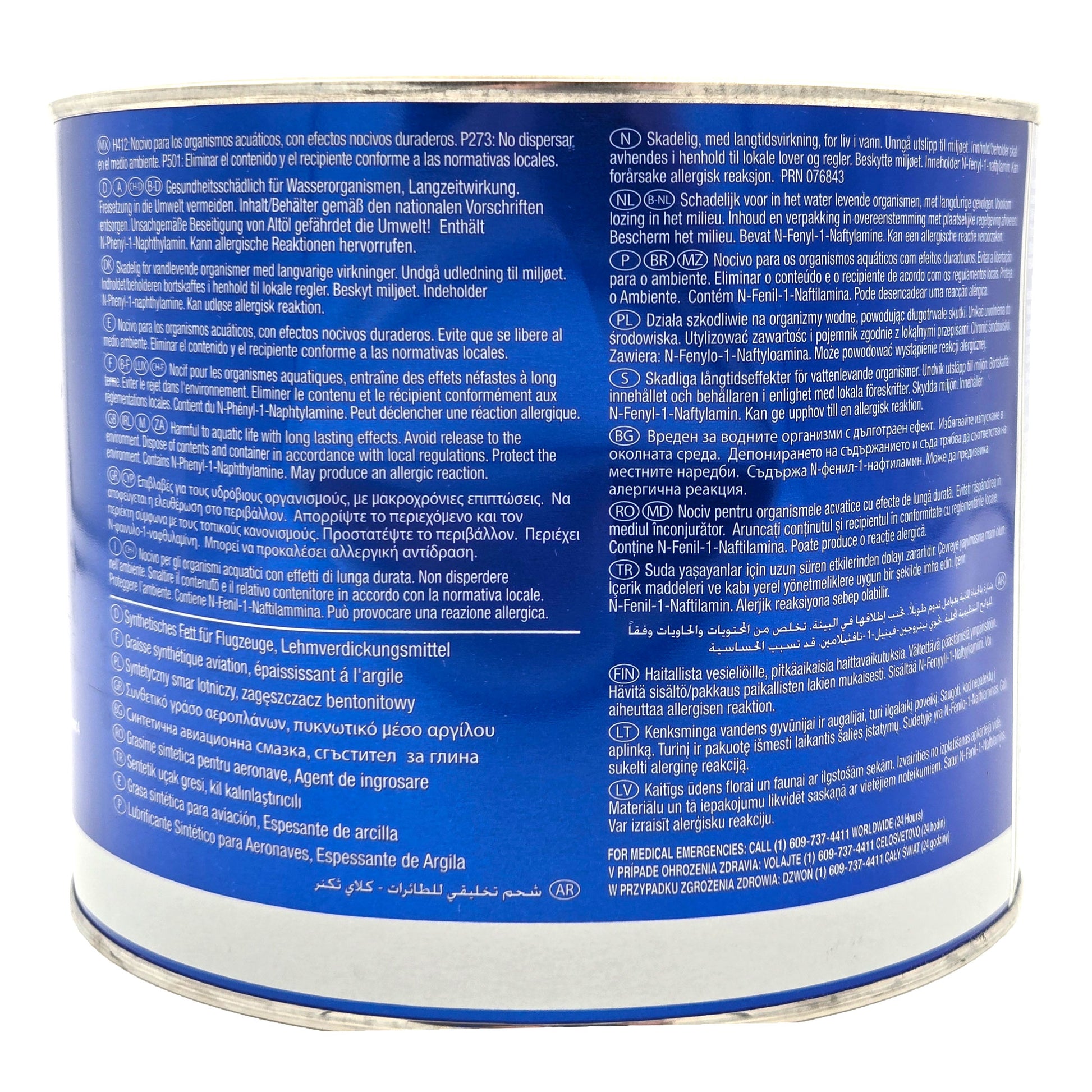 Mobil Mobilgrease 28 Aviation Grease 4.4 lb can side view - MIL-PRF-81322, long-lasting grease for aircraft components