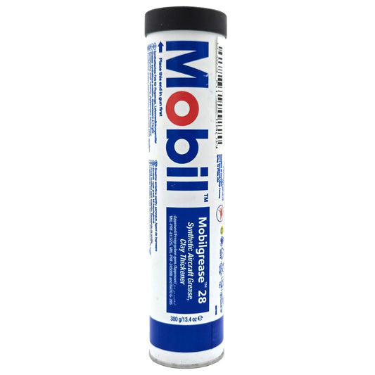 Mobil Mobilgrease 28 Aviation Grease 14 oz tube front view - MIL-PRF-81322, high-performance grease for aircraft components