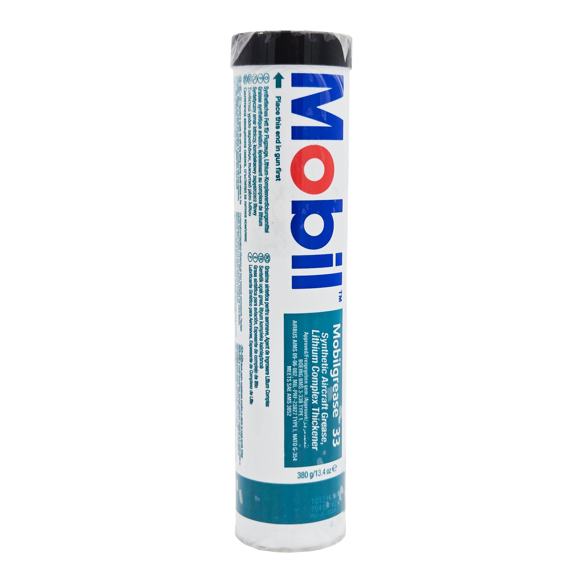 Exxon Mobil MobilGrease 33 – Front View with Label and MIL-PRF-23827 Spec