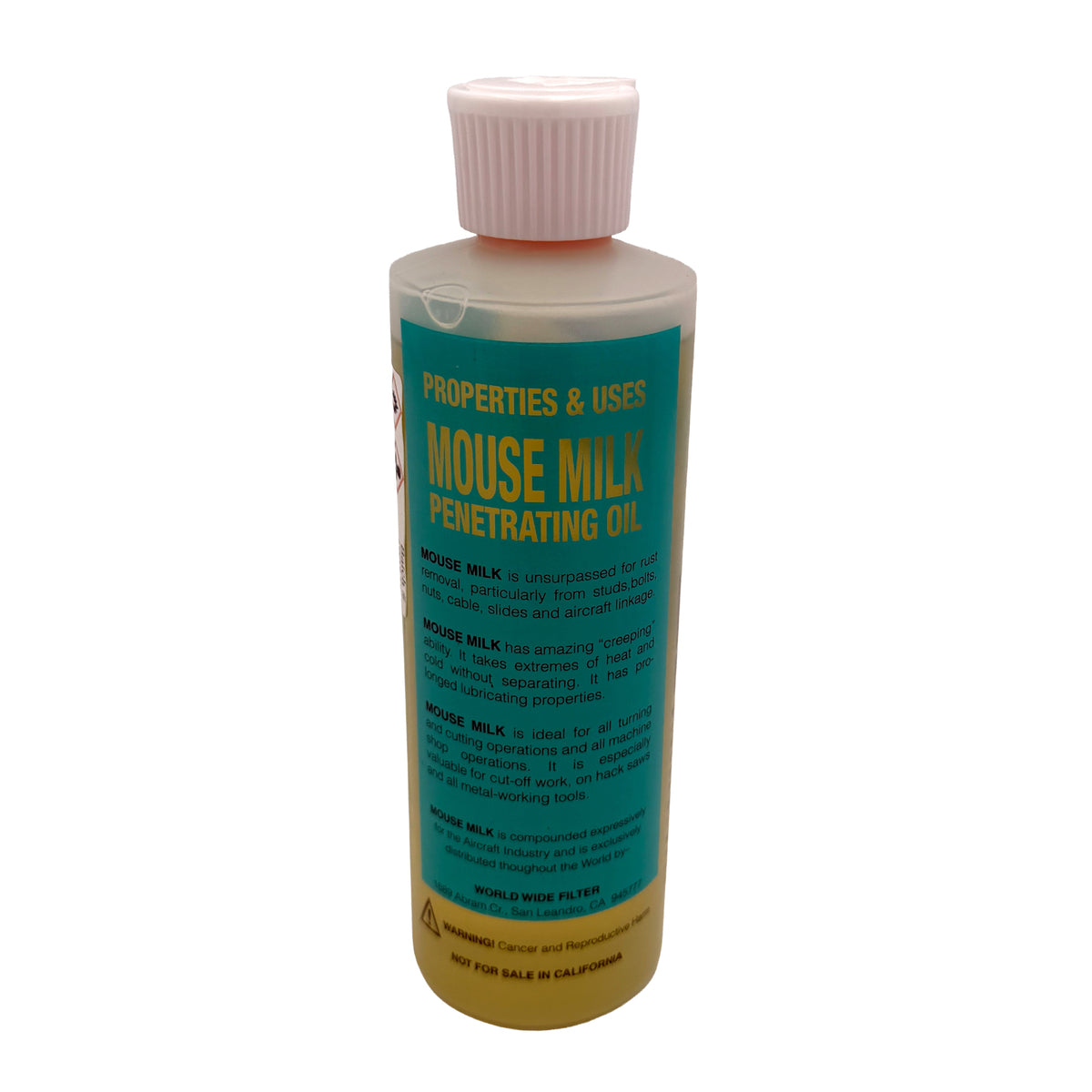 Mouse Milk Penetrating Oil Yellow Formula 8 oz Bottle, back