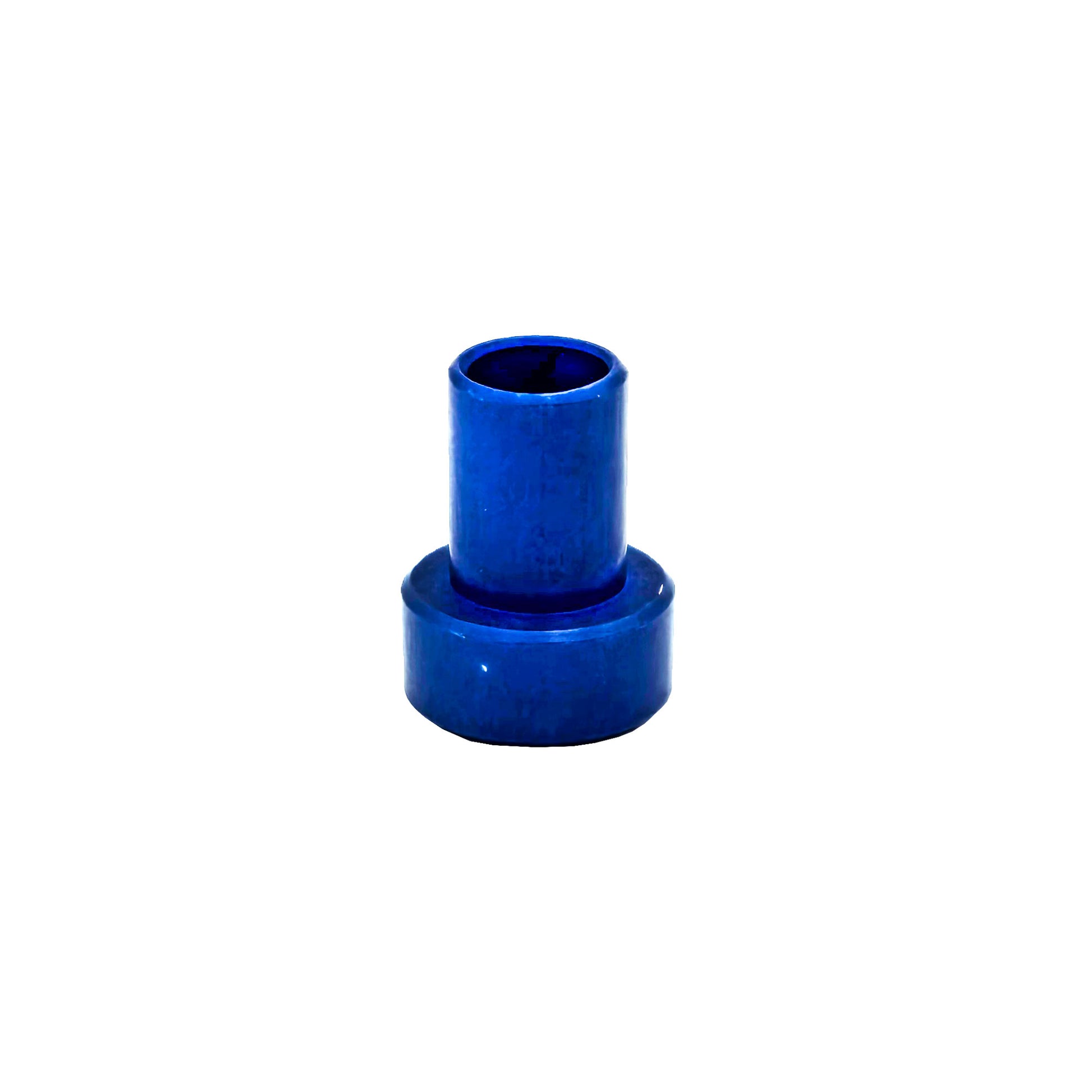 MS20819-2D Tube Sleeve standing view - 1/8 in diameter, flared connection, aerospace-grade fitting in blue
