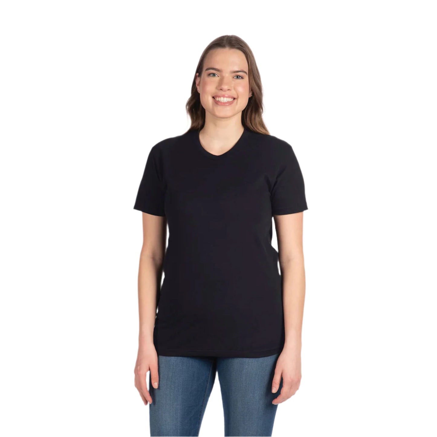 Next Level Unisex CVC Blank T-Shirt in Black – BCK View on Woman