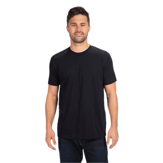 Next Level Unisex CVC Blank T-Shirt in Black – Front View on Man