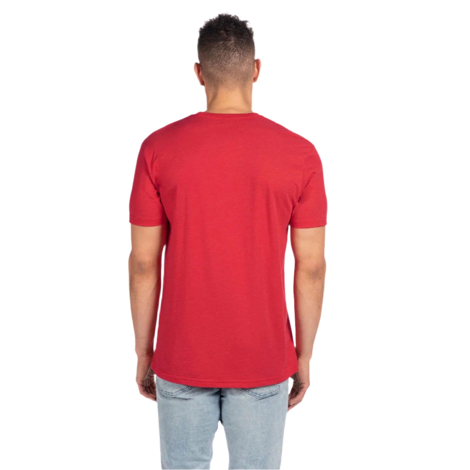 Next Level Unisex CVC Blank T-Shirt in Red – Back View on Man