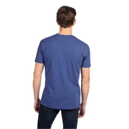 Next Level Unisex CVC Blank T-Shirt in Blue – Back View on Man