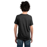 Next Level Youth Tri-Blend T-Shirt in Vintage Black – Back View on Boy