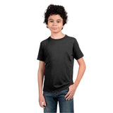 Next Level Youth Tri-Blend T-Shirt in Vintage Black – Front View on Boy