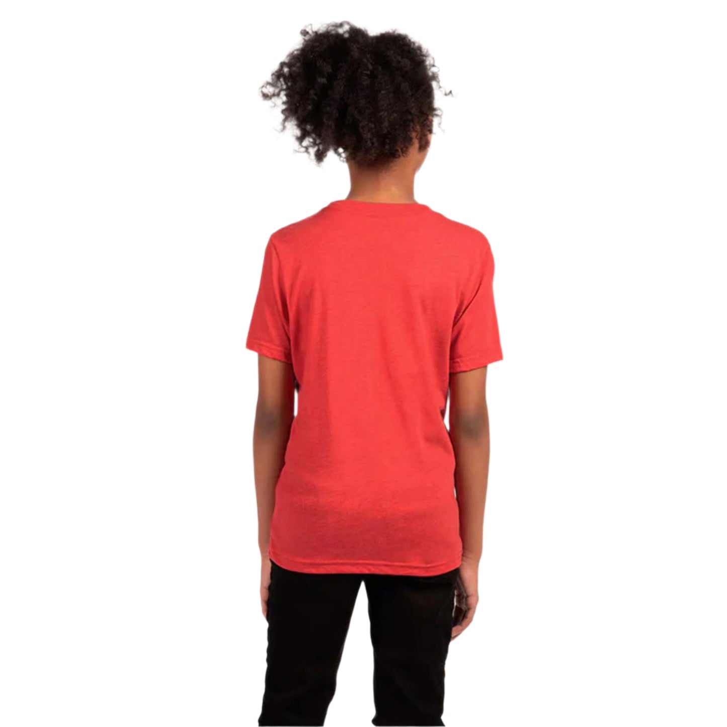 Next Level Youth Tri-Blend T-Shirt in Vintage Red – Back View on Girl