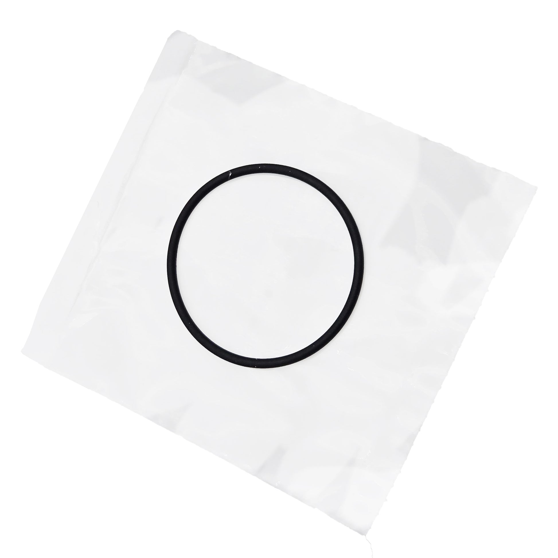 Straight-on view of black O-ring M83485/1-135 on white packaging, showing circular aerospace-grade seal.