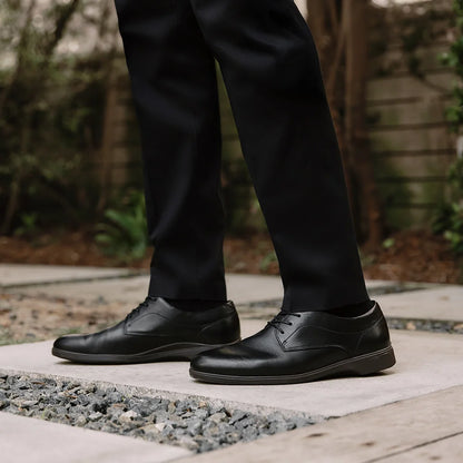 Amberjack Original Obsidian Classic black pilot oxford shoe, left side view, traditional lace-up | Lifestyle