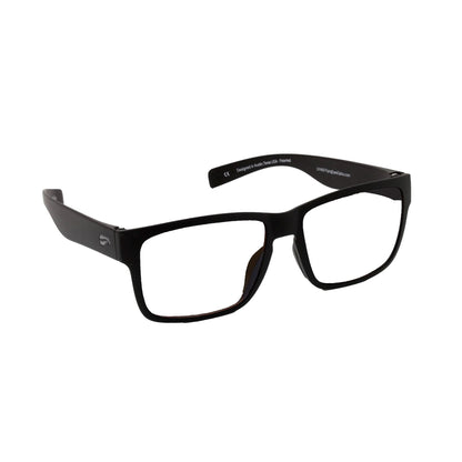 Flying Eyes® Osprey (Kingfisher Narrow) aviation sunglasses matte black rectangular frame with clear lenses