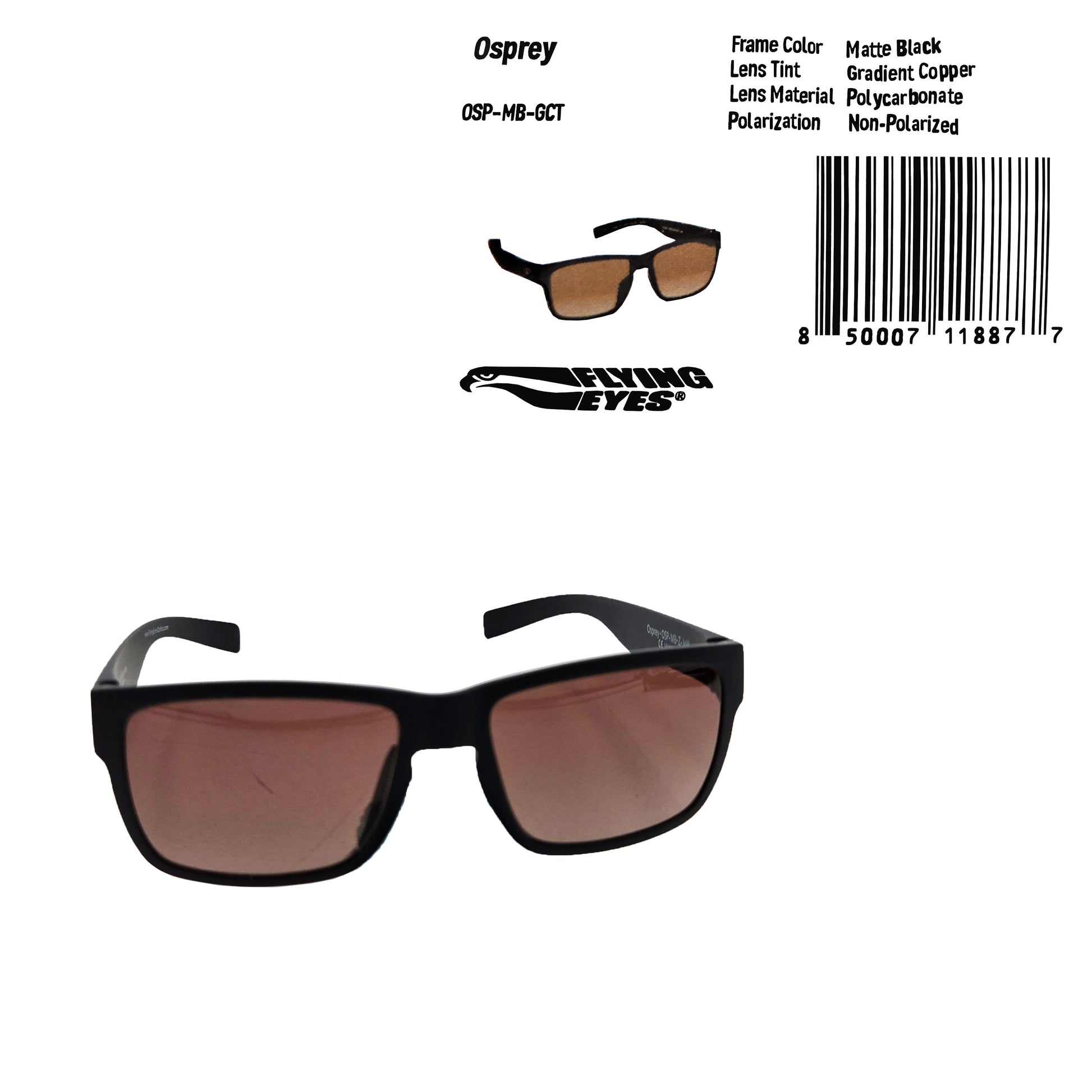 Osprey Aviation Sunglasses – Angled Front View with Product Label