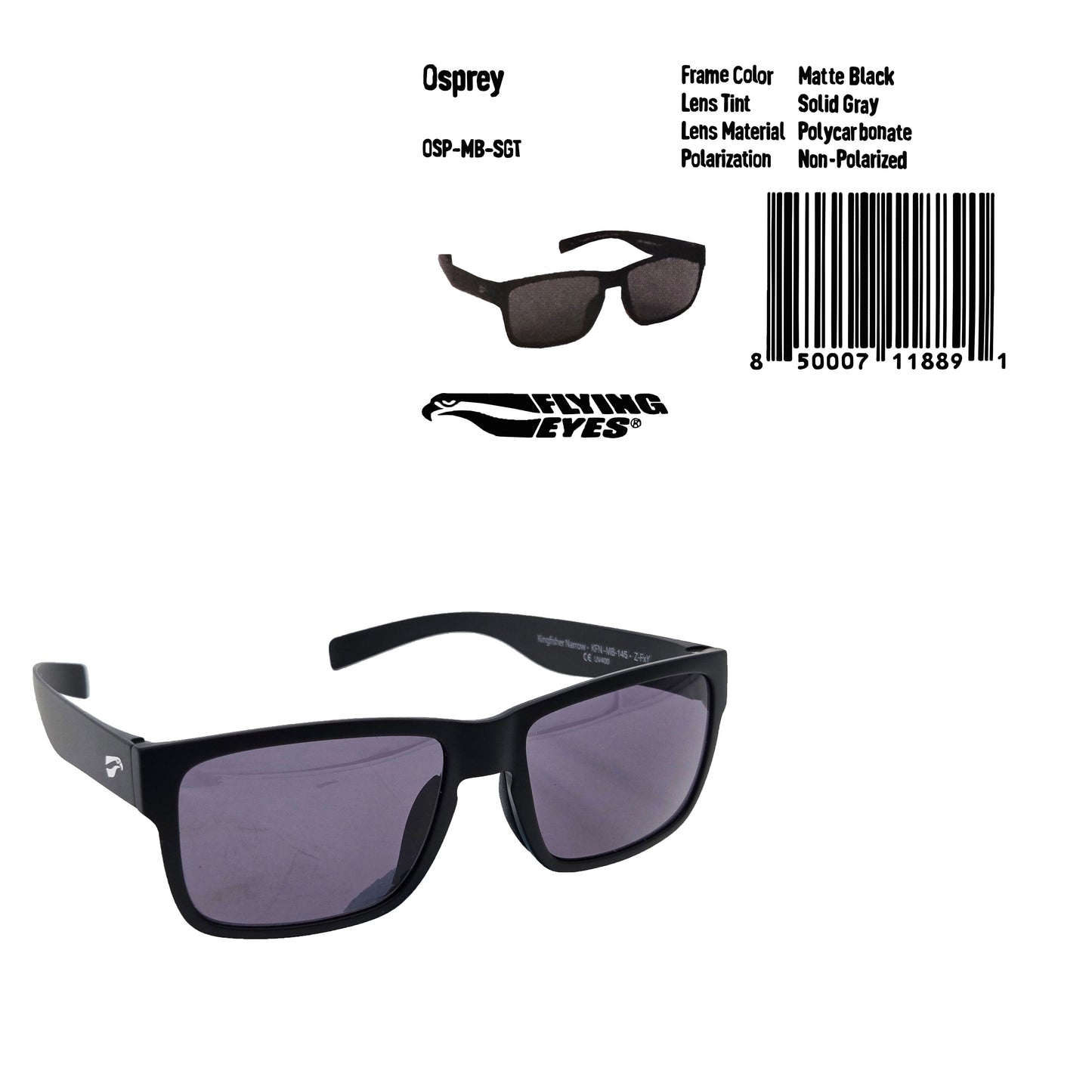 Osprey Aviation Sunglasses – Angled View of Frame with Product Label Visible