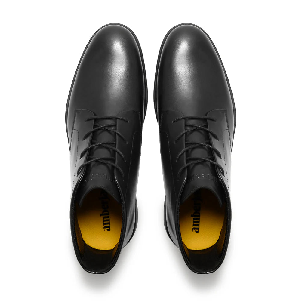 Amberjack Chukka Obsidian black pilot mid-cut boot, left side view, two-eyelet lace-up | Top
