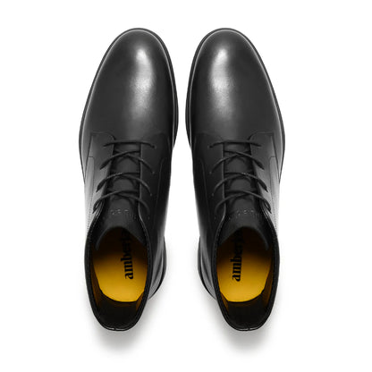 Amberjack Chukka Obsidian black pilot mid-cut boot, left side view, two-eyelet lace-up | Top