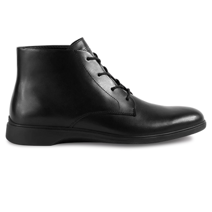 Amberjack Chukka Obsidian black pilot mid-cut boot, left side view, two-eyelet lace-up | Left