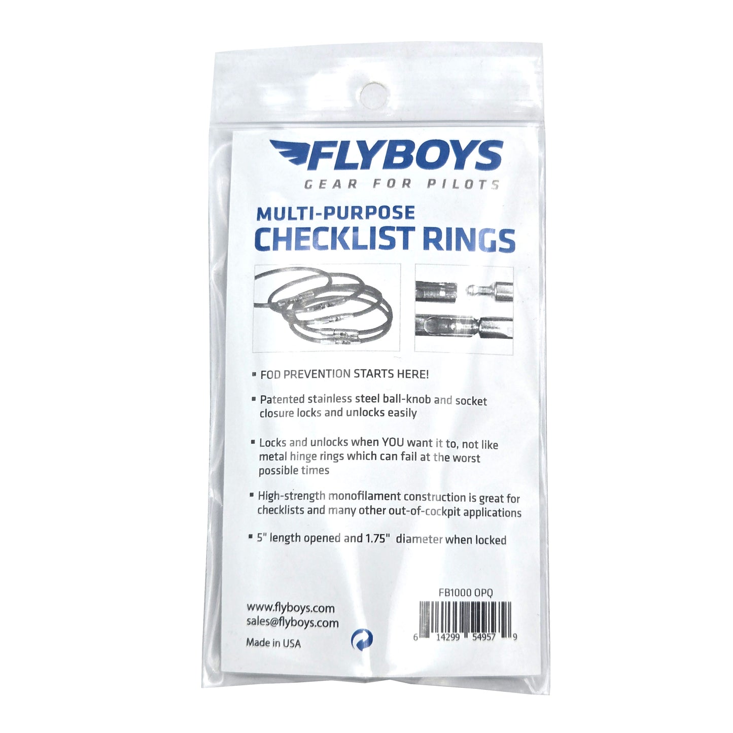 FlyBoys Flexi-Lock 1.75-inch Checklist Rings opaque package back view with product details
