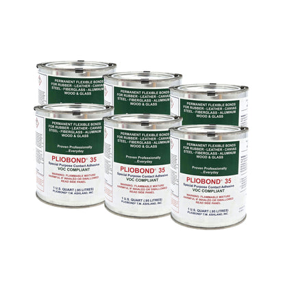 Ashland Pliobond 35 LV VOC-Compliant Contact Adhesive quart oil cans 6-pack - strong adhesive for heavy-duty bonding