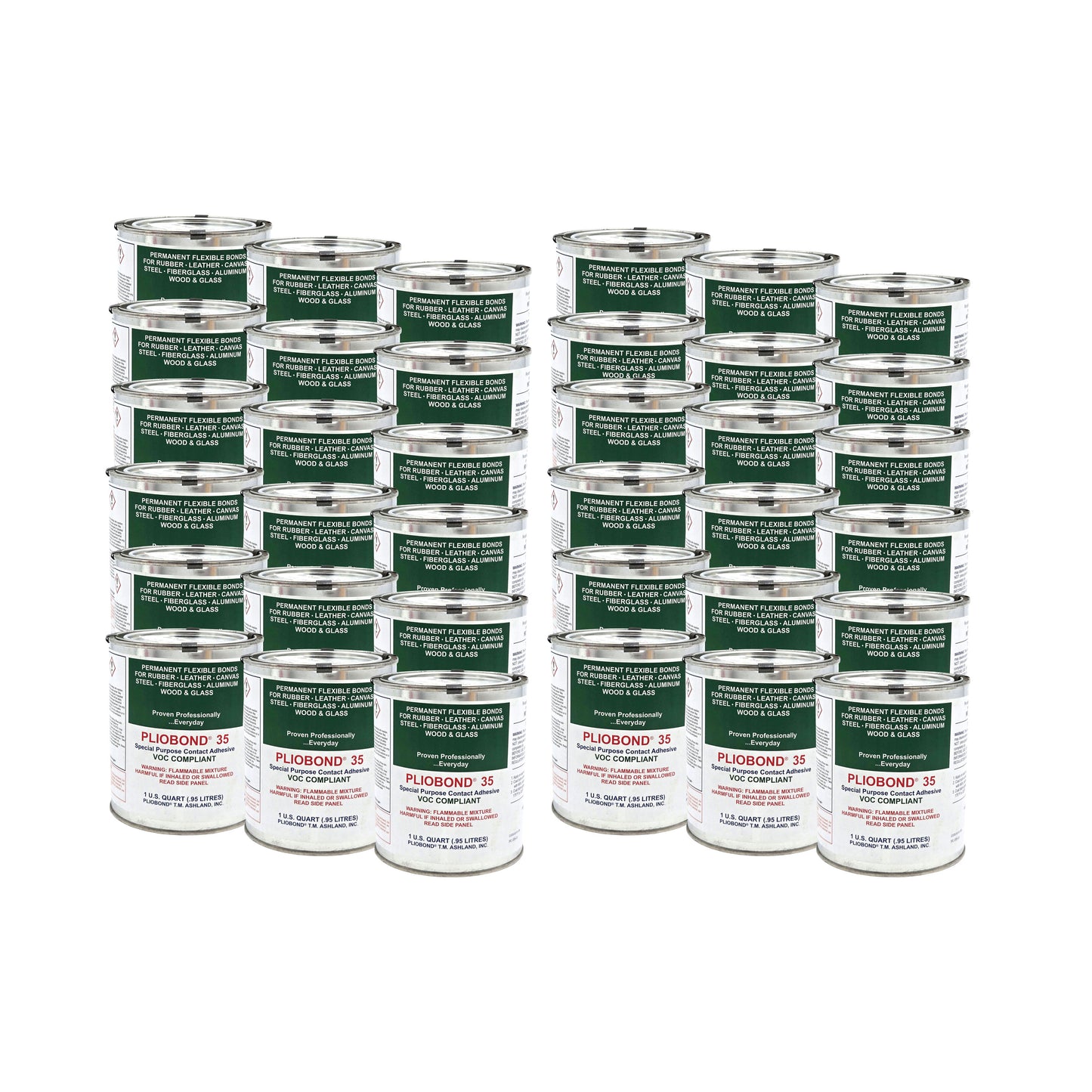 Ashland Pliobond 35 LV VOC-Compliant Contact Adhesive quart oil cans 36-pack - high-quality adhesive for large-scale applications
