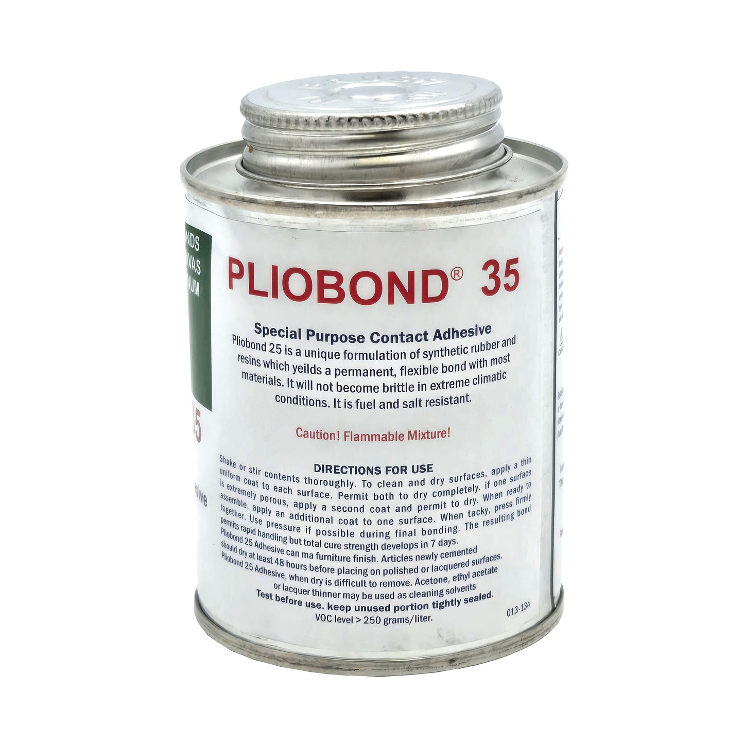 Ashland Pliobond 35 LV VOC-Compliant Contact Adhesive half-ounce oil can side view - VOC-compliant adhesive for industrial applications