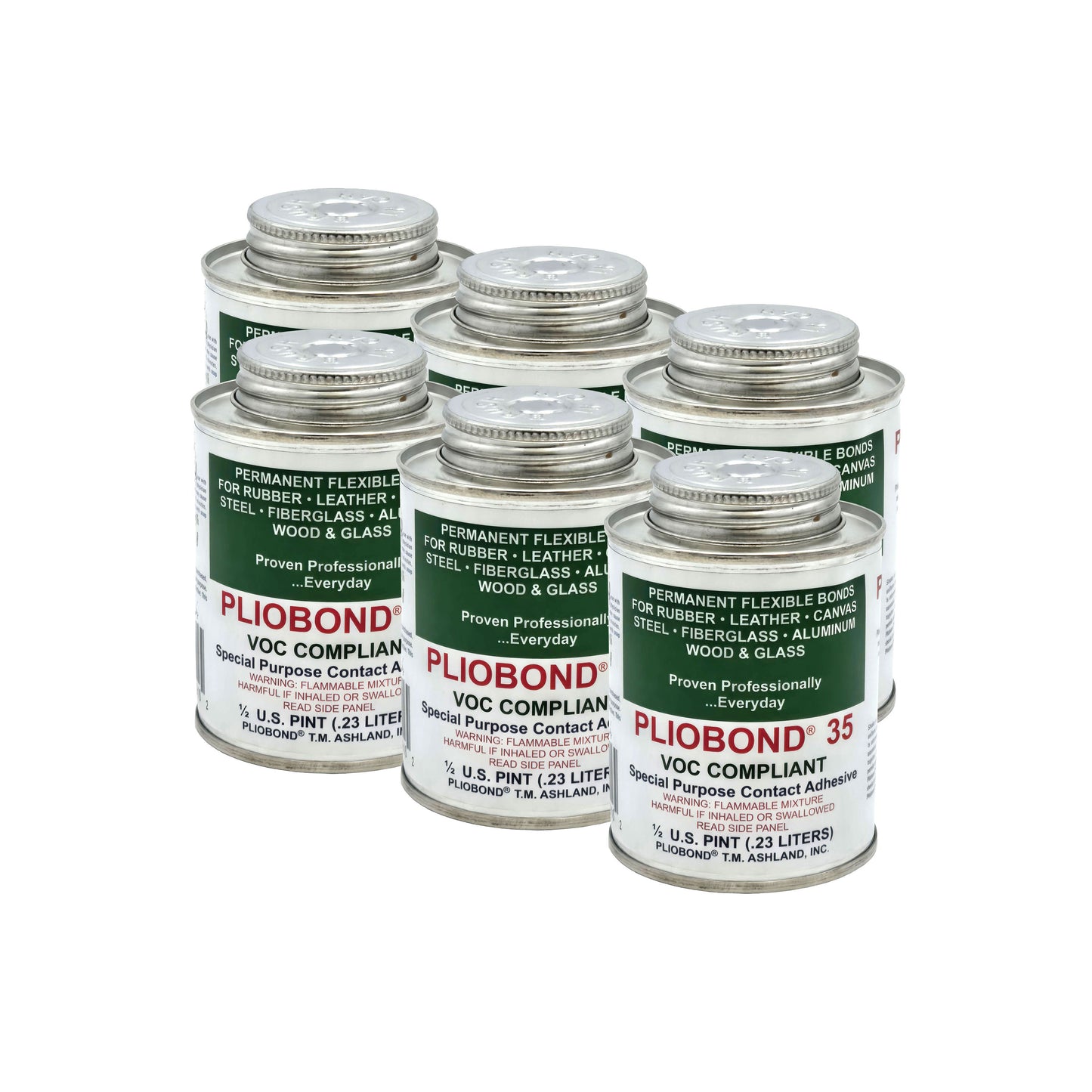 Ashland Pliobond 35 LV VOC-Compliant Contact Adhesive half-ounce oil cans 6-pack - industrial-strength adhesive for strong bonds