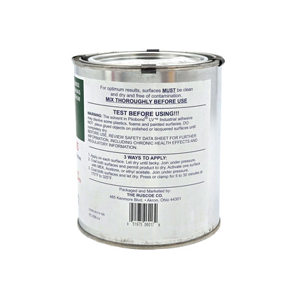 Ashland Pliobond 35 LV VOC-Compliant Contact Adhesive quart oil can back view with product specifications - industrial-grade adhesive