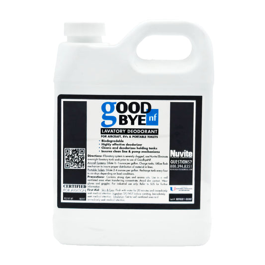 GoodBye NF Biodegradable Lavatory Deodorant 1 Quart – Front View with Product Label