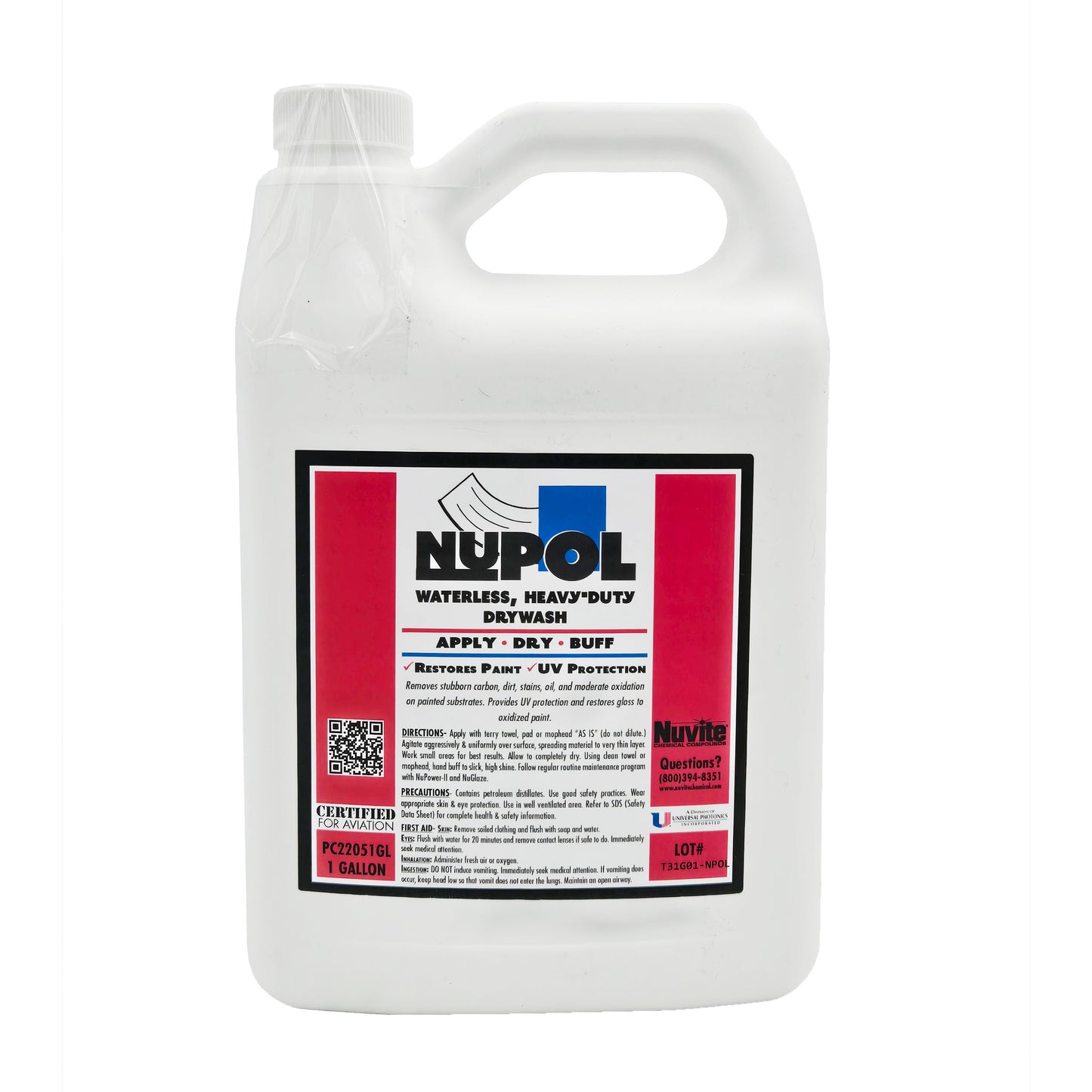 NuPol Waterless Heavy-Duty Drywash 1-gallon - powerful aircraft exterior cleaner for heavy-duty dirt and grime removal