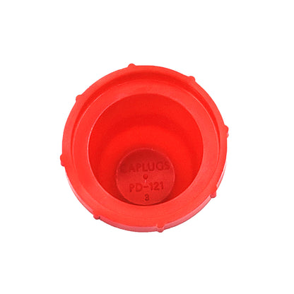 PD Series - Threaded Plastic Plugs For Flared JIC Fittings | PD 121 LDPE, bottom of cap, inscription shown inside cap