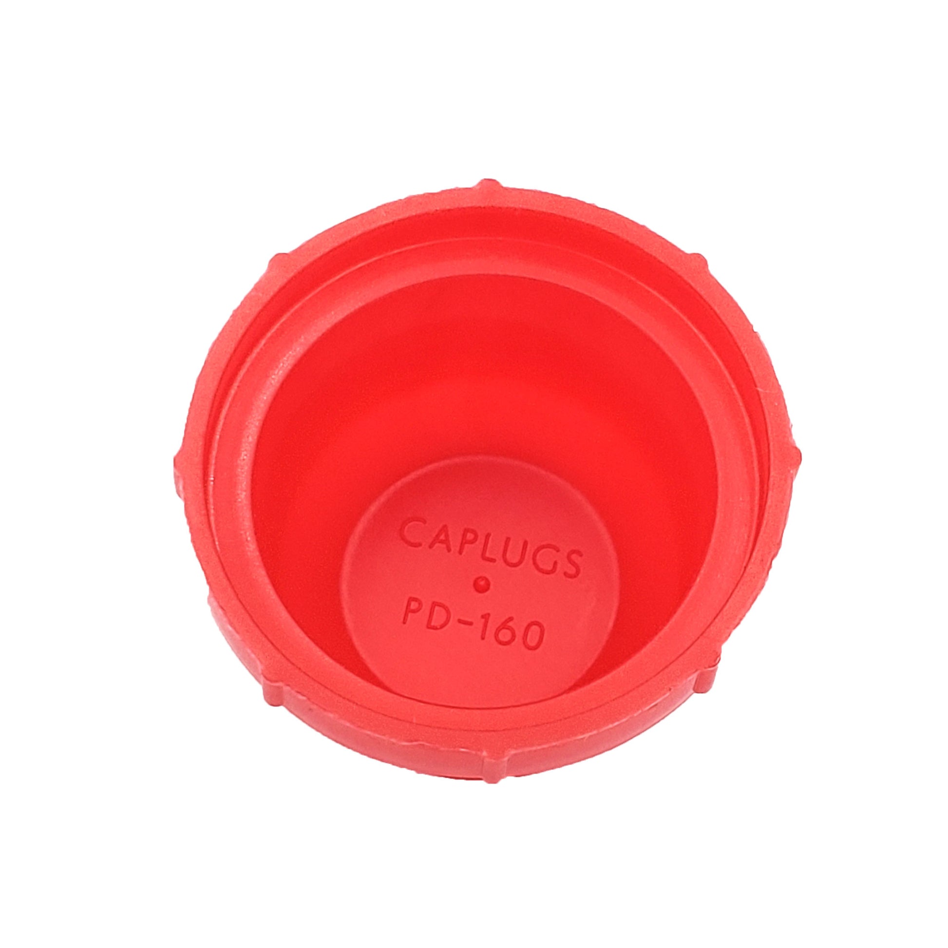 PD Series - Threaded Plastic Plugs For Flared JIC Fittings | PD 160 HDPE, bottom of cap, inscription shown inside cap