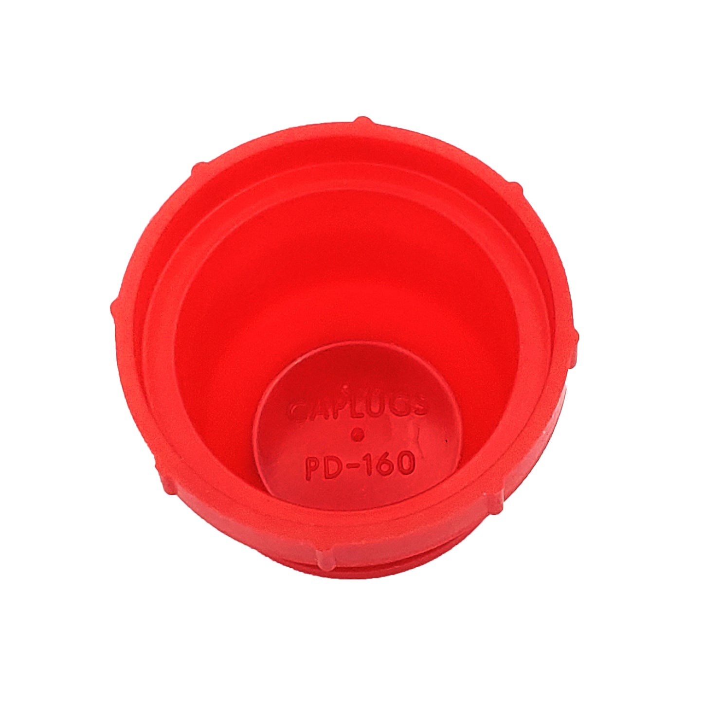 PD Series - Threaded Plastic Plugs For Flared JIC Fittings | PD 160 LDPE, bottom of cap, inscription shown inside cap