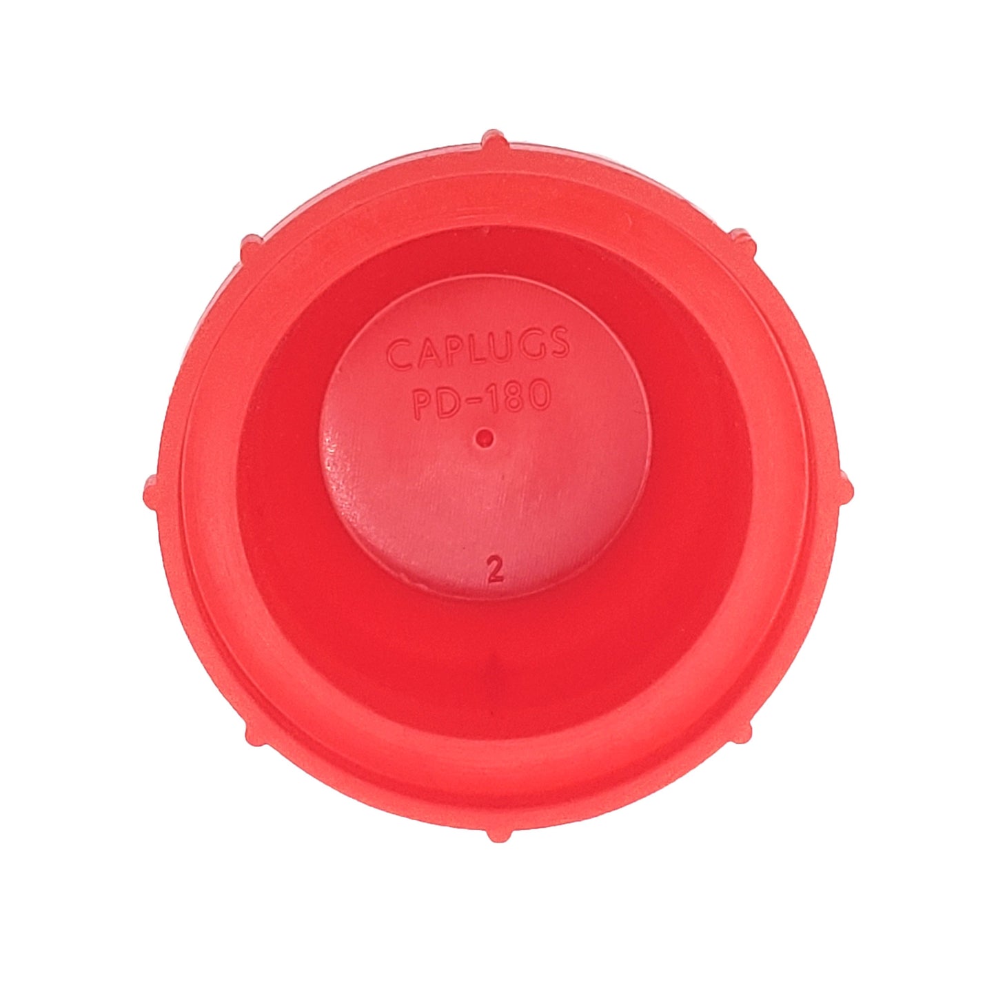 PD Series - Threaded Plastic Plugs For Flared JIC Fittings | PD-180 LDPE, bottom of cap, inscription shown inside cap