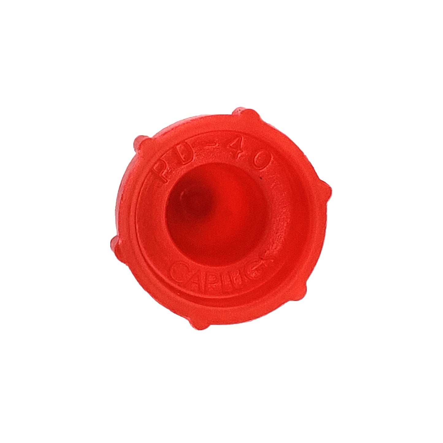 PD Series - Threaded Plastic Plugs For Flared JIC Fittings | PD 40, bottom of cap, inscription shown inside cap