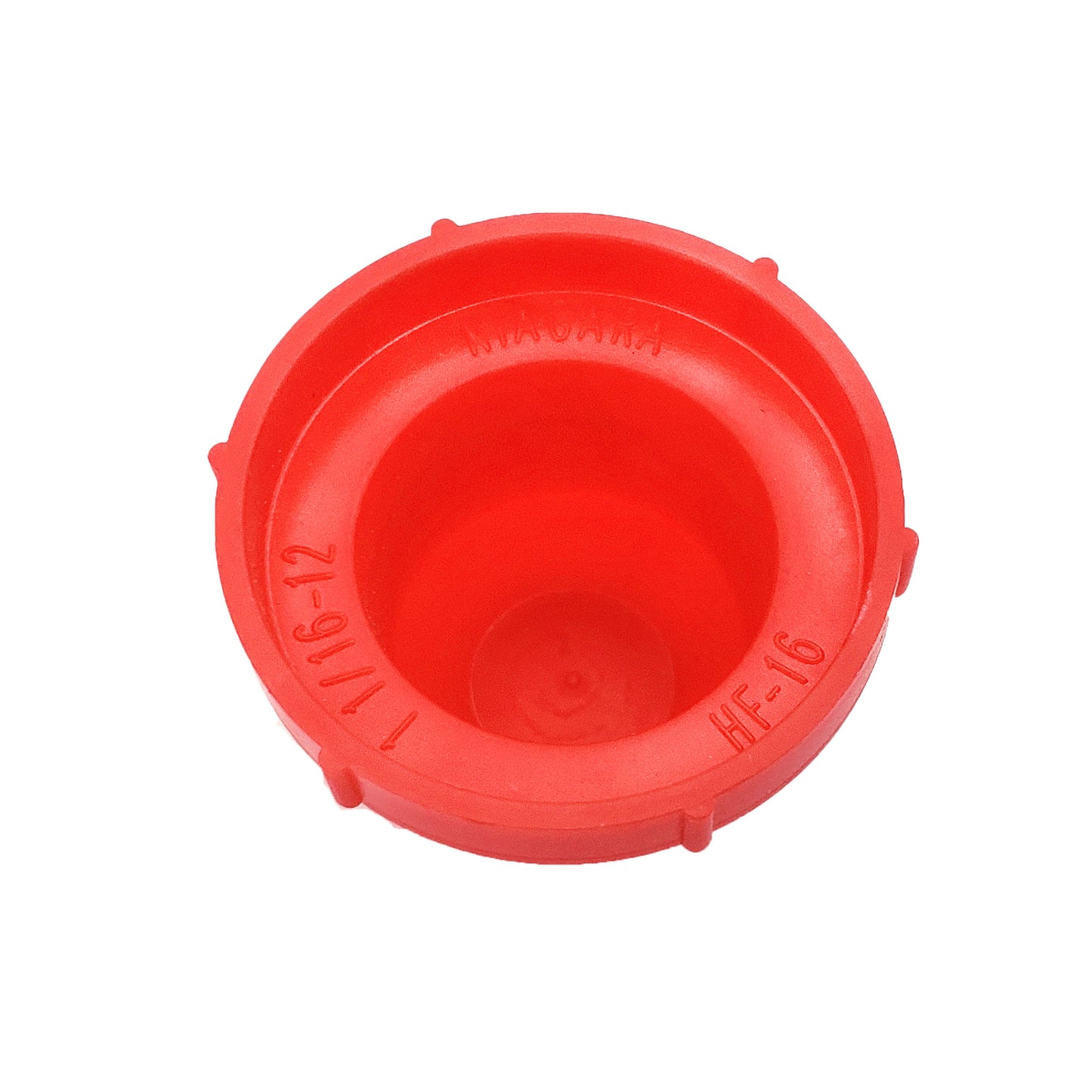 PD Series - Threaded Plastic Plugs For Flared JIC Fittings | PD-HF 16 LDPE, bottom of cap, inscription shown inside cap