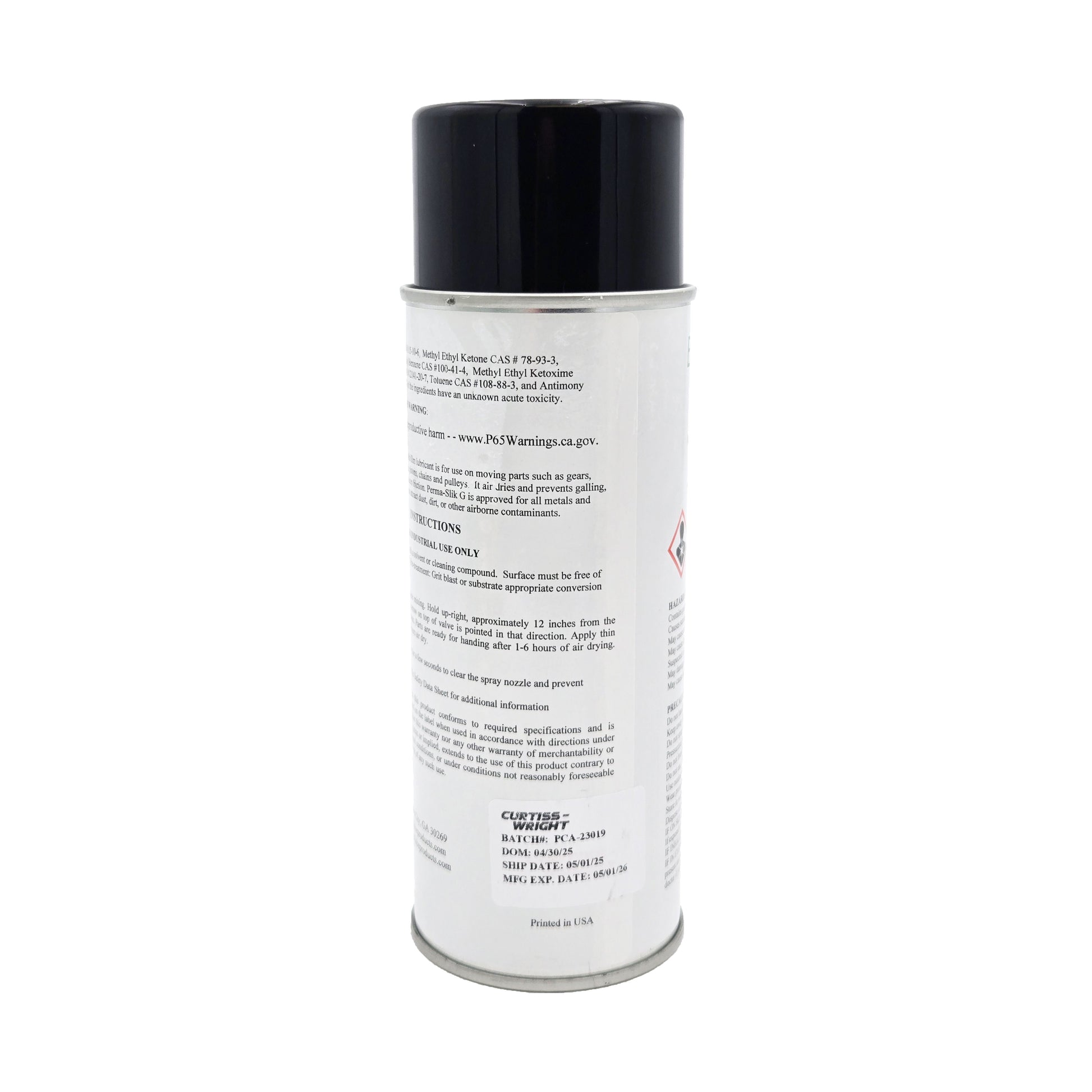 Everlube Perma-Slik G Air Dry Lubricant – Back View with Safety and Usage Instructions