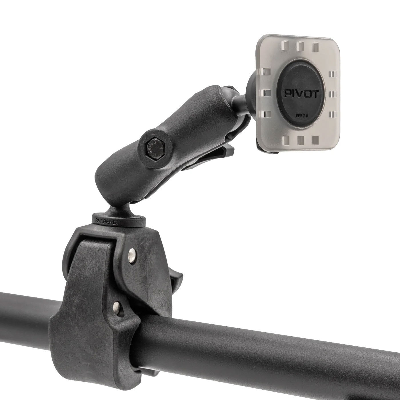 PIVOT Claw Mount with marine-grade aluminum arm mounted to an aviation control tube