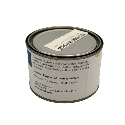 Can of paint with label on a white background