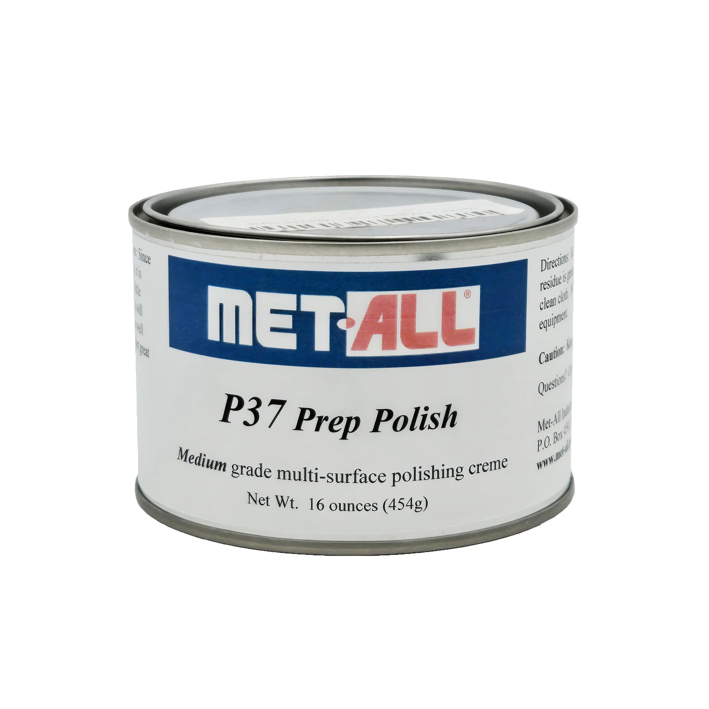 Met-All P37 Prep Polish 16oz front view - professional-grade metal polish for cleaning and restoration