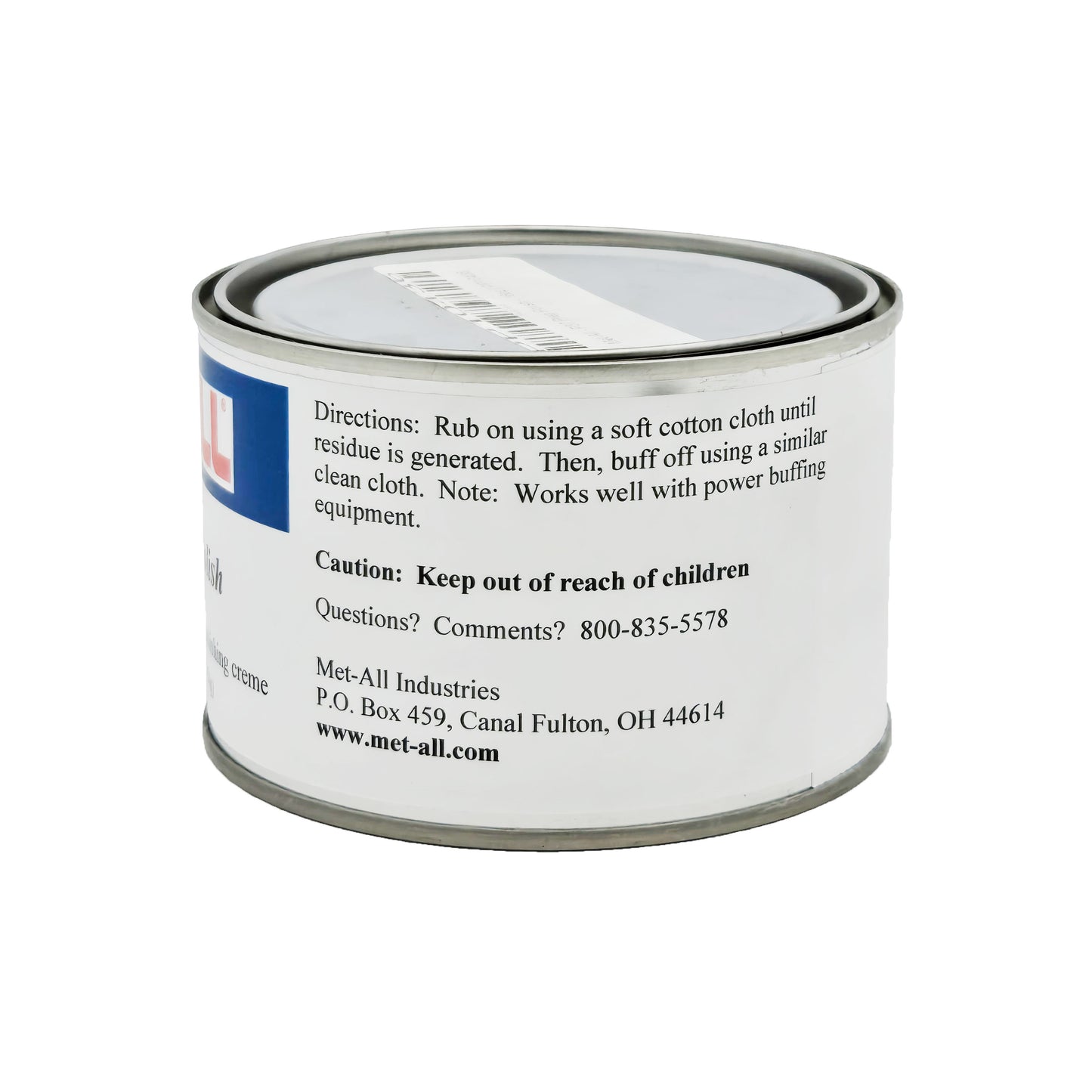 Met-All P37 Prep Polish 16oz side view - high-performance polish for metal surfaces