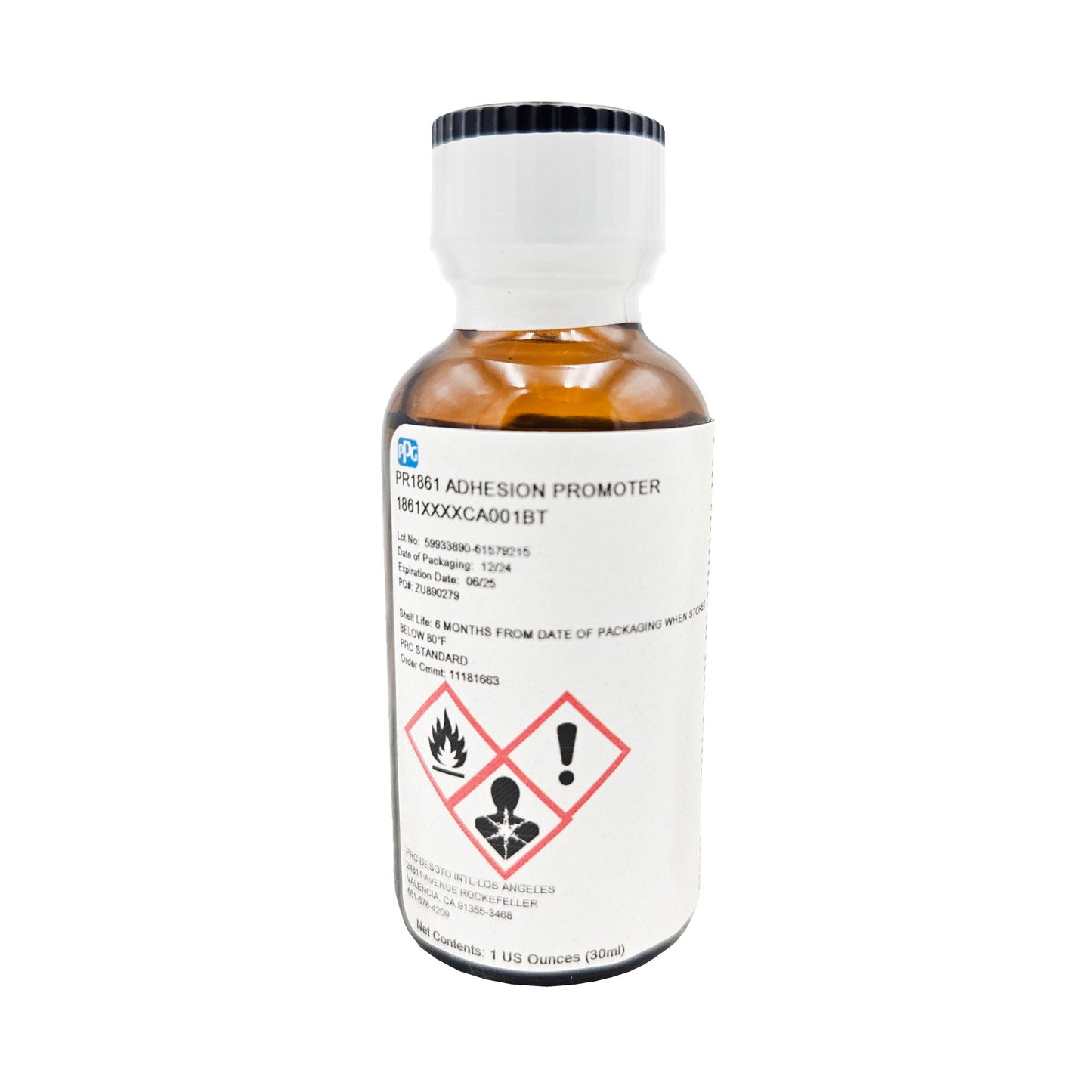 PRC DeSoto Promoter Adhesion 1 oz glass jar front view - PR1861-10Z, high-performance primer for aerospace applications